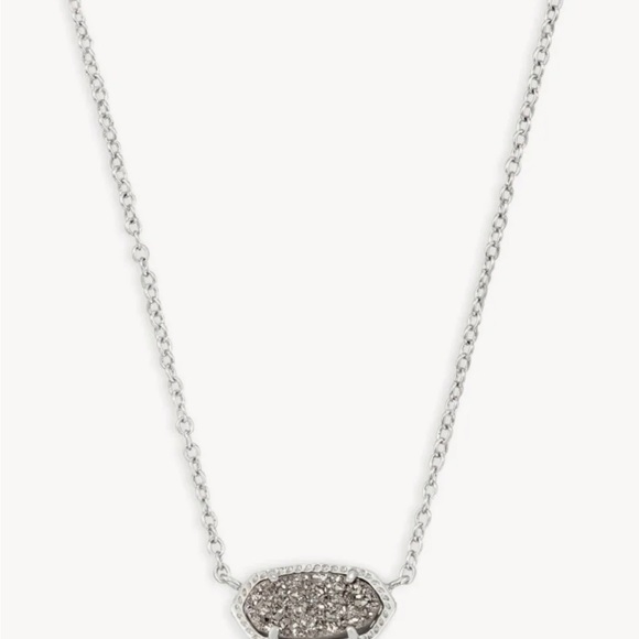 Elisa Silver Pendant Necklace in Platinum Drusy - Picture 1 of 3